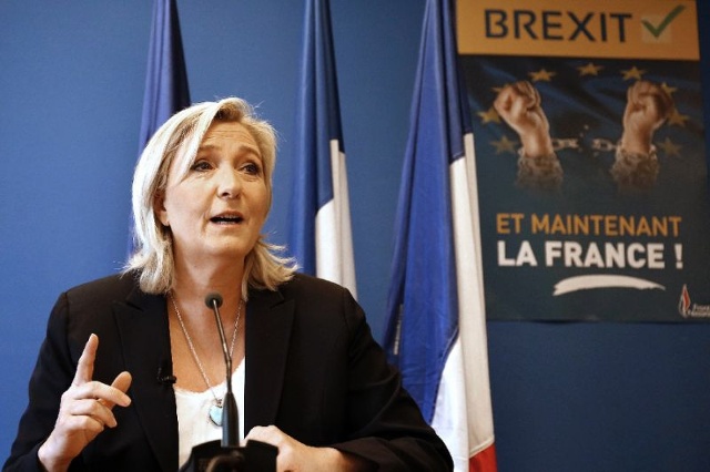 Bà Le Pen, người đứng đầu Mặt trận Dân tộc (FN) chủ trương chống EU và nhập cư. Ảnh: AP