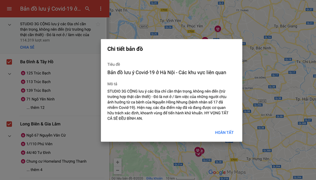 Description: Google Map gay hoang mang khi cung cap ban do dich COVID-19 tai Ha Noi hinh anh 2