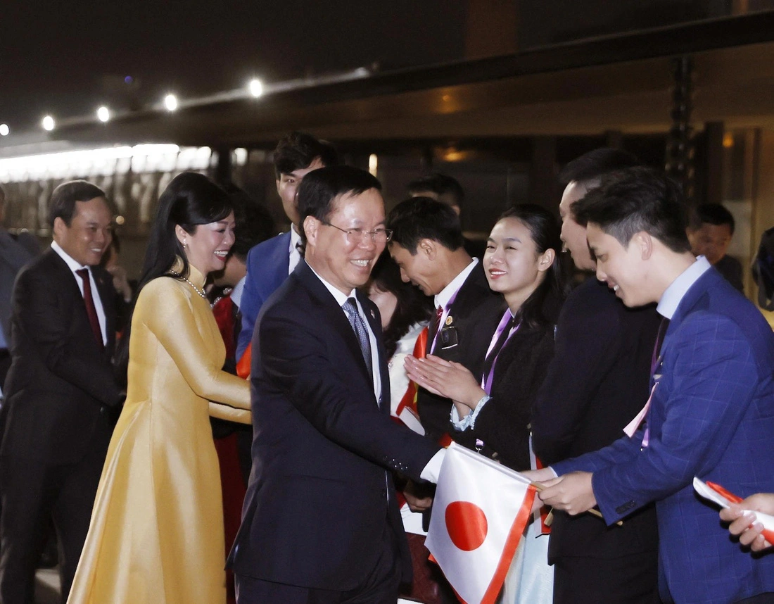 Chủ tịch nước Võ Văn Thưởng và phu nhân được chào đón tại Nhật Bản - Ảnh: TTXVN