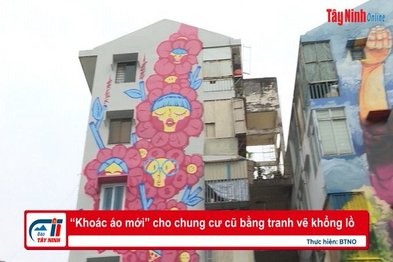 “Khoác áo mới” cho chung cư cũ bằng tranh vẽ khổng lồ