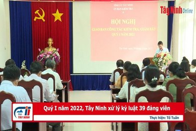 Quý I năm 2022, Tây Ninh xử lý kỷ luật 39 đảng viên