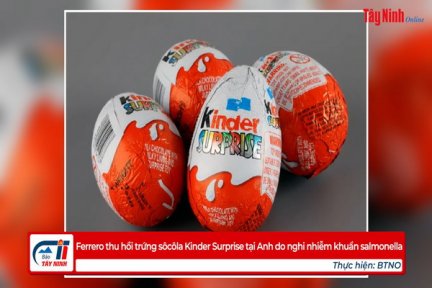 Ferrero thu hồi trứng sôcôla Kinder Surprise tại Anh do nghi nhiễm khuẩn salmonella