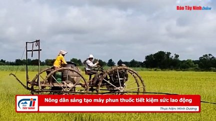 Nông dân sáng tạo máy phun thuốc tiết kiệm sức lao động