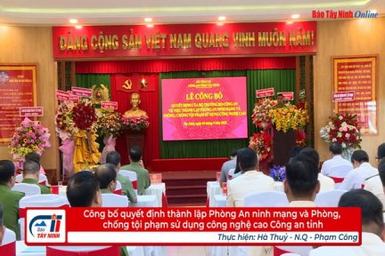 Công bố quyết định thành lập Phòng An ninh mạng và Phòng, chống tội phạm sử dụng công nghệ cao Công an tỉnh