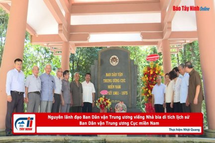 Nguyên lãnh đạo Ban Dân vận Trung ương viếng Nhà bia di tích lịch sử Ban Dân vận Trung ương Cục miền Nam