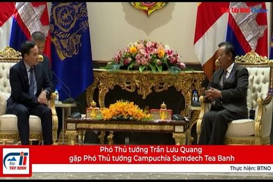 Phó Thủ tướng Trần Lưu Quang gặp Phó Thủ tướng Campuchia Samdech Tea Banh