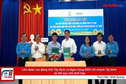 Liên đoàn Lao động tỉnh Tây Ninh và Ngân hàng BIDV chi nhánh Tây Ninh ký kết quy chế phối hợp