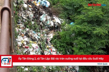 Ấp Tân Đông 2, xã Tân Lập: Bãi rác tràn xuống suối tại đầu cầu Suối Mây