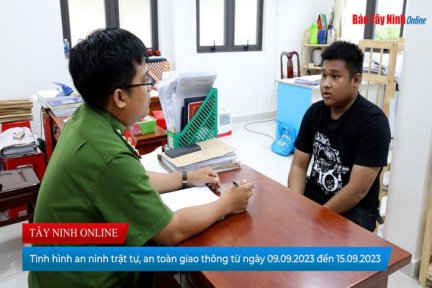 Tình hình an ninh trật tự, an toàn giao thông từ ngày 09.9.2023 đến 15.9.2023