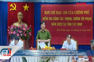 Trung tướng Nguyễn Duy Ngọc- Thứ trưởng Bộ Công an kiểm tra công tác phòng, chống tội phạm trên địa bàn tỉnh Tây Ninh