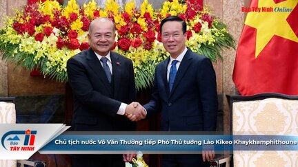 Chủ tịch nước Võ Văn Thưởng tiếp Phó Thủ tướng Lào Kikeo Khaykhamphithoune