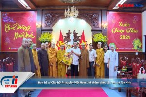 Ban Trị sự Giáo hội Phật giáo Việt Nam tỉnh thăm, chúc tết Tỉnh uỷ Tây Ninh
