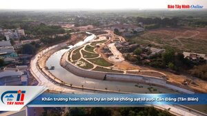 Khẩn trương hoàn thành Dự án bờ kè chống sạt lở suối Cần Đăng (Tân Biên)