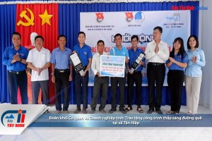 Đoàn khối Cơ quan và Doanh nghiệp tỉnh: Trao tặng công trình thắp sáng đường quê tại xã Tân Hiệp