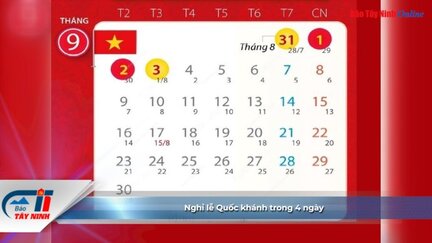 Nghỉ lễ Quốc khánh trong 4 ngày