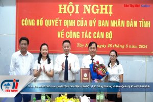 Chủ tịch UBND tỉnh trao quyết định bổ nhiệm cán bộ tại Sở Công thương và Ban Quản lý Khu Kinh tế tỉnh