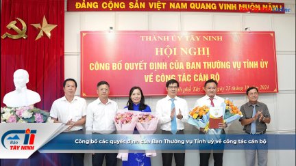 Công bố các quyết định của Ban Thường vụ Tỉnh uỷ về công tác cán bộ