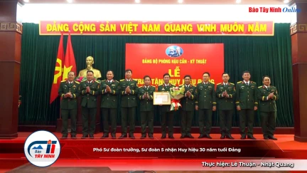 Phó Sư đoàn trưởng, Sư đoàn 5 nhận Huy hiệu 30 năm tuổi Đảng