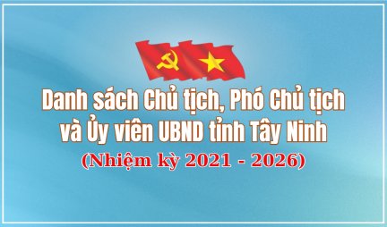Danh sách Chủ tịch, Phó Chủ tịch và Ủy viên UBND tỉnh Tây Ninh nhiệm kỳ 2021-2026