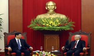 Tổng Bí thư Nguyễn Phú Trọng tiếp Phó Chủ tịch nước Trung Quốc Tập Cận Bình