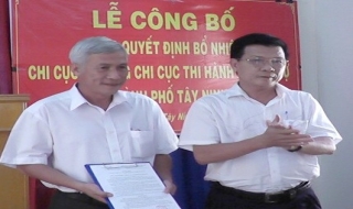 Bổ nhiệm Chi cục trưởng Chi cục Thi hành án dân sự thành phố Tây Ninh