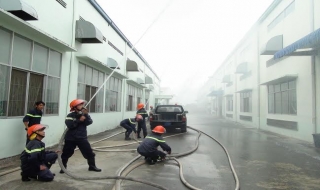Trảng Bàng: Thực tập phương án chữa cháy và cứu nạn cứu hộ tại Công ty TNHH Jung Kwang