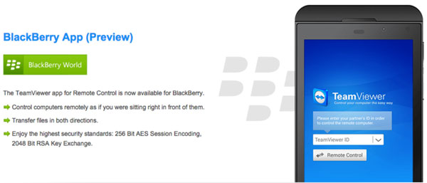 TeamViewer đã có mặt trên BlackBerry 10
