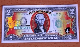 Tờ 2 USD hình dê mạ vàng đang gây sốt