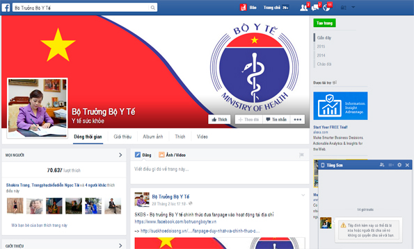 Trang facebook của Bộ trưởng Bộ Y tế