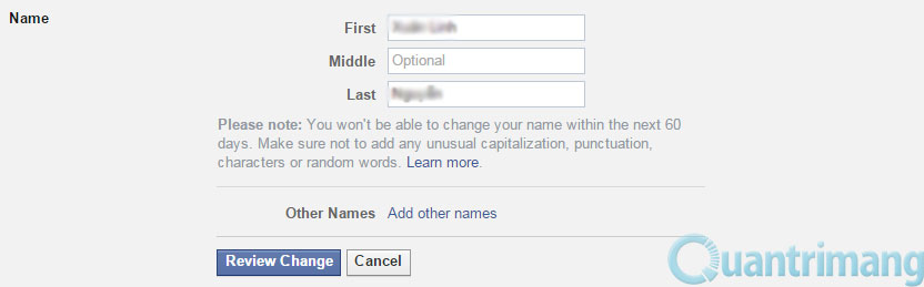 Cách đổi tên Facebook khi chưa đến 60 ngày hoặc quá 5 lần