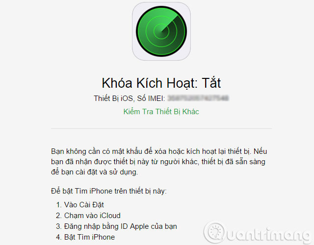 Khoá kích hoạt: Tắt