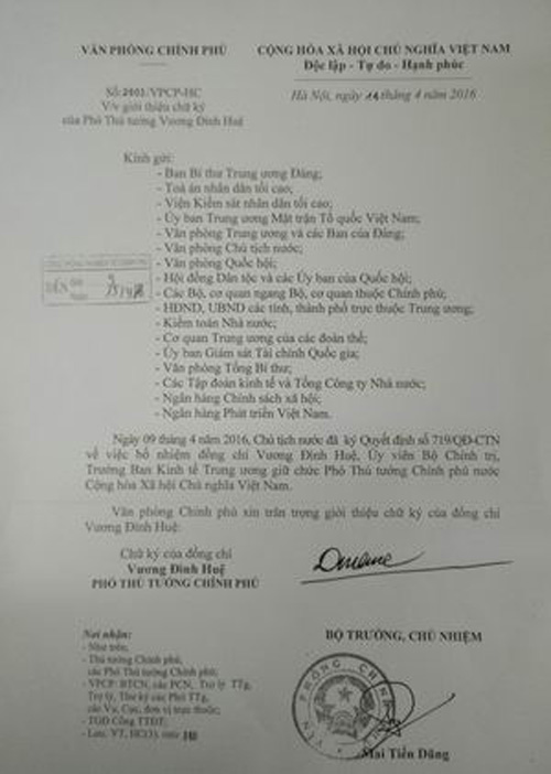 Giới thiệu chữ ký của Thủ tướng và 3 Phó Thủ tướng Chính phủ 2