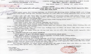 Giấy mời tham dự Hội nghị kết nối giữa nhà đầu tư và nông dân trồng Xoài nguyên liệu trên địa bàn tỉnh