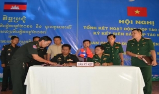 Tổng kết hoạt động hợp tác giữa Ban CHQS huyện Tân Châu với Chi khu quân sự huyện Memot