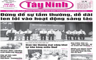 Điểm báo in Tây Ninh ngày 11.09.2017