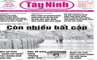 Điểm báo in Tây Ninh ngày 13.09.2017