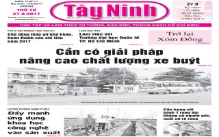 Điểm báo in Tây Ninh ngày 27.09.2017