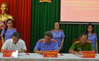 Viện KSND Tây Ninh ký kết quy chế phối hợp công tác với các cơ quan tư pháp tỉnh