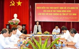 Làm việc với Ban Thường vụ Tỉnh uỷ Tây Ninh