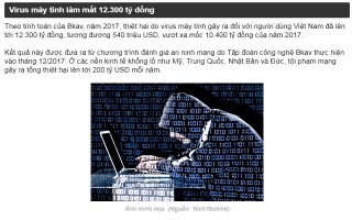 Thiệt hại do virus máy tính gây ra năm 2017 ở Việt Nam đạt mức kỷ lục