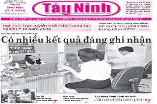 Điểm báo in Tây Ninh ngày 22.01.2018