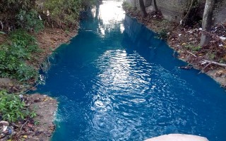 Suối Lâm Vồ xuất hiện nước màu xanh