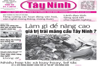 Điểm báo in Tây Ninh ngày 31.01.2018