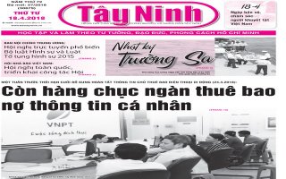 Điểm báo in Tây Ninh ngày 18.4.2018