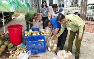 Phát hiện điểm bán dừa tươi ngâm chất tẩy trắng