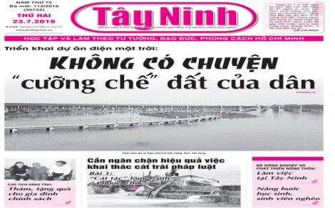 Điểm báo in Tây Ninh ngày 23.7.2018