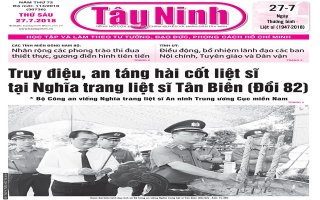 Điểm báo in Tây Ninh ngày 27.7.2018