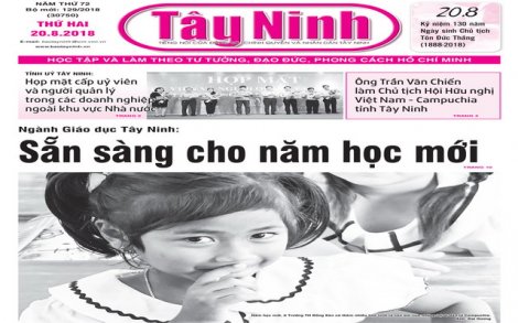 Điểm báo in Tây Ninh ngày 20.8.2018