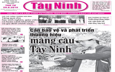 Điểm báo in Tây Ninh ngày 29.8.2018