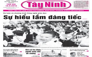 Điểm báo in Tây Ninh ngày 10.9.2018